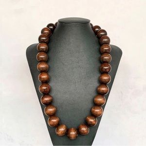 Chunky Boho African Wood Bead Necklace Unisex